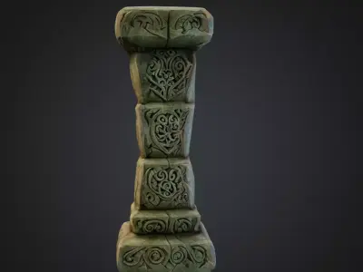 Ancient Carved Stone Columns - for Game and Visualization Free low-poly 3D model