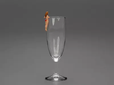 Bikini clad drink markers to attach to the side of your glass 3D print model