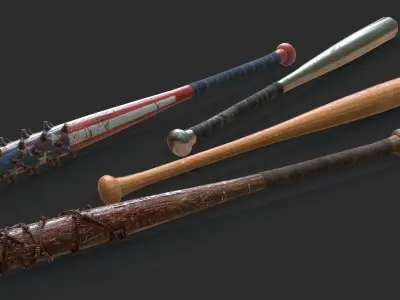 Baseball Bats Assets 01 Low-poly 3D model