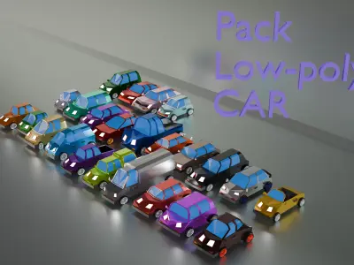 Cartoon Low-poly car 3D Model Pack Low-poly 3D model