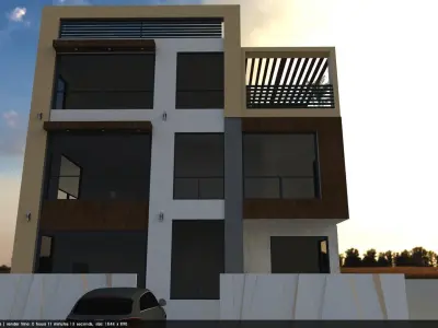Modern Three-Story House Design A57 DWG  SketchUp 3D model