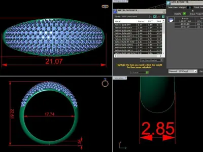 Diamond Jewelry Ring 3D print model 7