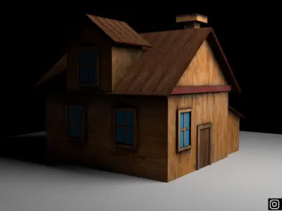 3D Environment wooden house Free low-poly 3D model