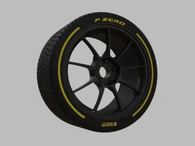 Miniature Enkei PF09 Rim and Tire - 3D Print - No Textures 3D print model