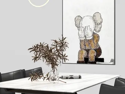 Modern Dining Table Set with 8 Chairs 3D model