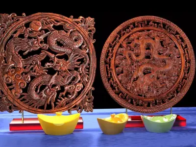 Chinese dragon carving pattern  3D model buy