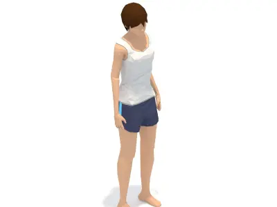 Triangle Pose  Yoga Exercise Woman Animation Low-poly 3D model