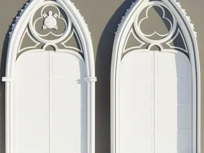 High Quality Gothic Windows and Doors Kitbash Low-poly 3D model