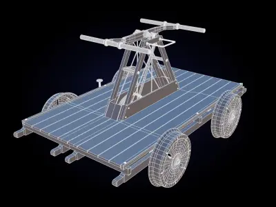 Clean yellow classic handcar Low-poly 3D model