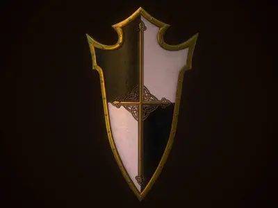Crusader Shield Low-poly 3D model