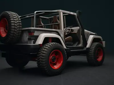 Rigged Jeep Low-poly 3D model
