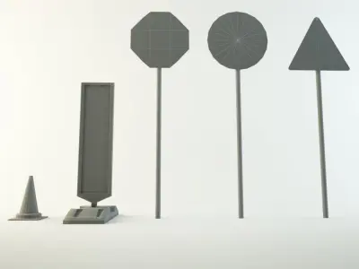 Road work signs 3D model