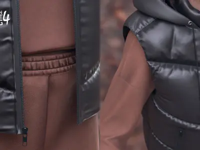 Woman in Autumn Outfit - Modular - Rigged Low-poly 3D model