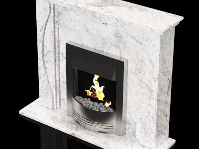 marble modern fireplace 3D model