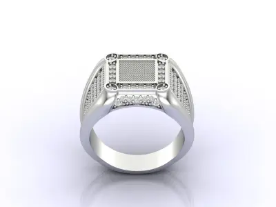 Print Ready STL 3DM  Gents Rings Diamond Men Ring  3D print model 53