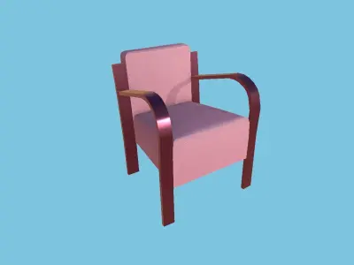 Pink Fabric Armchair - Furniture Interior Design Low-poly 3D model
