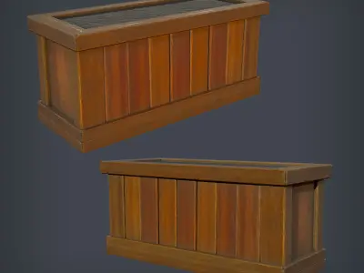 Wooden Planter Low-poly 3D model