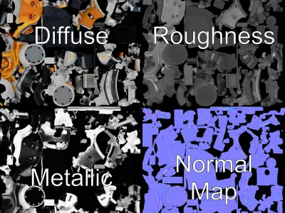 Industrial Gearbox Model Pack Low-poly 3D model