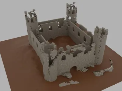 Castle Model 3D in desert 3D model