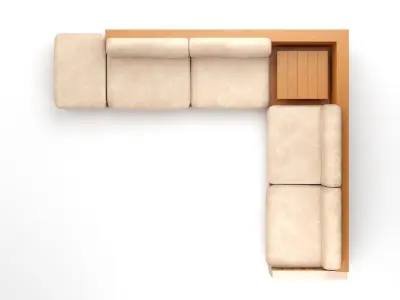 SOFA   L SEAT LOW-POLY AND PBR 3D MODEL Low-poly 3D model