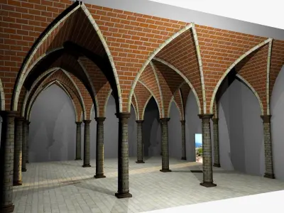 Vaulting 4-3   Renaissance  750cm spaced  with thick curbs Low-poly 3D model