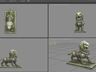 Stone lion sculpture - Lion dance Low-poly 3D model