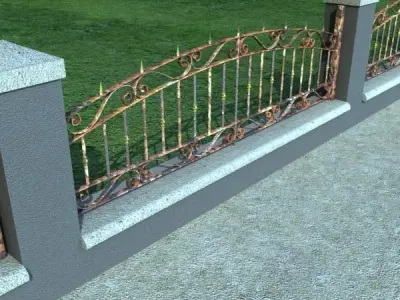 Wrought Iron Fence 03 High res 3D model