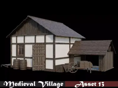 Medieval Village Asset 13 - 4K Textures Game Ready Low-poly 3D model
