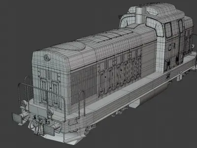 Locomotive red PBR textures 3D model