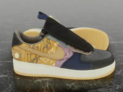 NIKE AIR FORCE 1 CACTUS JACK TRAVIS SCOTT 3D SHOES 3D model