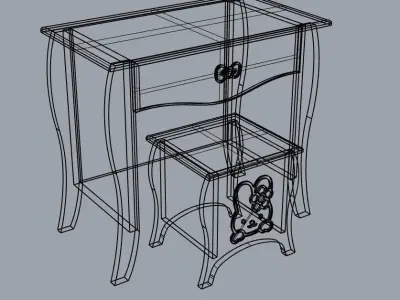 hello kitty kids wooden decor chair and hair make up Free 3D model