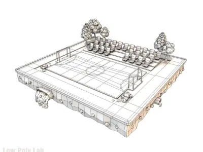 Cartoon Football Field Low-poly 3D model