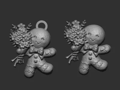 ginger cookie with flowers 2  3D print model