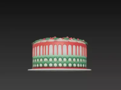 3D Holiday Cake with Christmas Decoration 3D print model