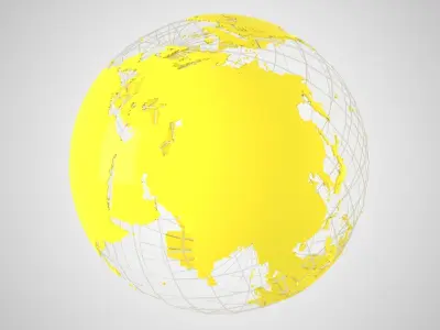 Globe News Skeleton Light Yellow 3D model