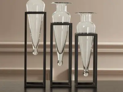 Clear Cockayne 3 Piece Amphora Vase Set 3D model