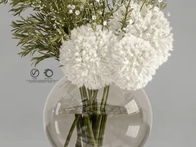 plants bouquet vase 15 3D model