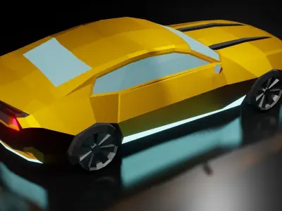Low Poly  Car With  Glossy Gold 3D model