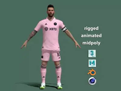 T-Pose rigged Lionel Messi Inter Miami 23-24 3D model