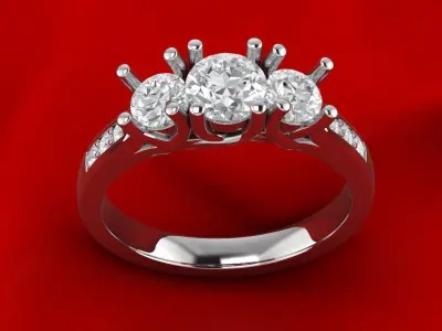 3 Gem comfort fit ring 3D print model