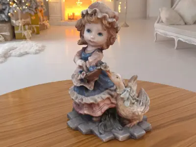 Child Duck Statue low-poly PBR Ornament figurine VR-AR Low-poly 3D model