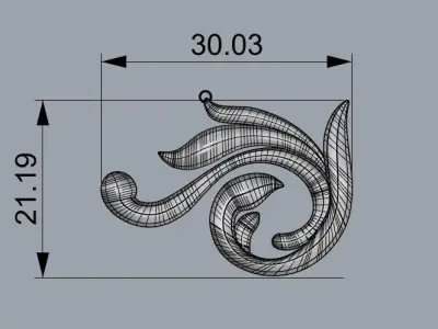 SCROLLING DESIGN PENDANT 3D CAD 3D print model