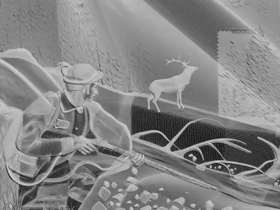 3D stl model of a hunter on the hunt for a CNC router 3D print model