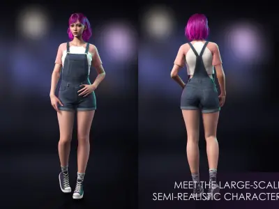 Streetwear Girl 2-5 - Casual Wear Girls Pack 2 Game-Ready Low-poly 3D model