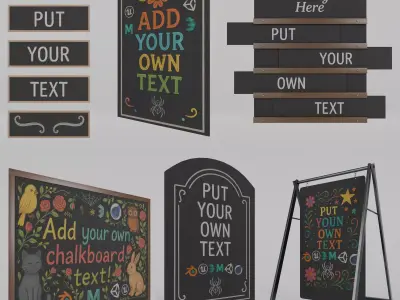 Flexible Display Solutions - Customizable Chalkboards 3D Model Collection