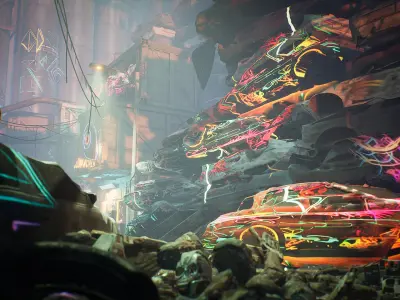 Cyber Scrapyard Environment Kit Low-poly 3D model