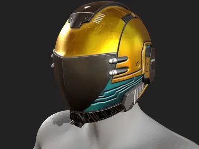 Helmet scifi fantasy space cyborg robot armor develop head Low-poly 3D model