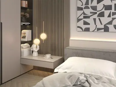 Modern Bedroom Scene 25 3D model