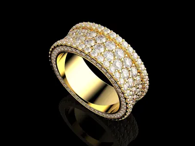 Luxury Gold Diamond Ring 3D Model  High Quality Jewelry Asset 3D print model