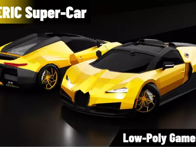 Baguette Voryen 2-33 Ultimate Super - Low Poly Generic Hyper Car Low-poly 3D model